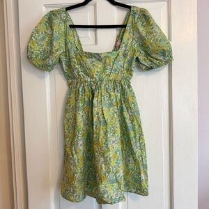 Show Me Your MuMu Smitten Babydoll Dress in Lucky Meadow Floral, Med, Like New!